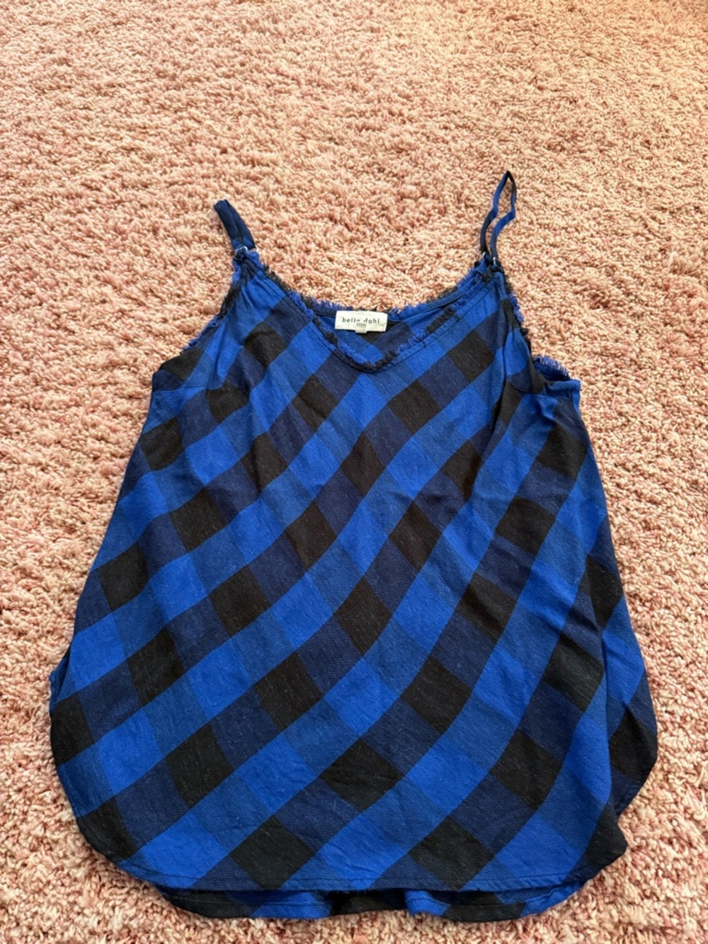 Bella Dahl Blue and Black Diagonal Plaid Camisole